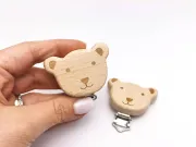 Clips pentru lant suzeta natur 50x34x17mm ursulet