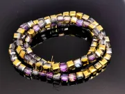 Margele cristal cub fatetat 4mm iris mov auriu metalic (sirag)
