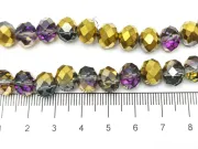 Margele cristal rondel fatetat 10x8mm gri mov auriu metalic (sirag)