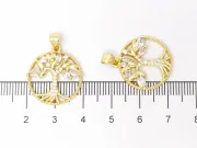 Charm copacul vietii din cubic zirconia 21.5x19mm auriu