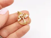 Charm copacul vietii din cubic zirconia 21.5x19mm auriu