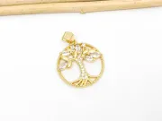 Charm copacul vietii din cubic zirconia 21.5x19mm auriu