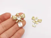 Charm funda din cubic zirconia 24x24mm auriu