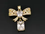 Charm funda din cubic zirconia 24x24mm auriu