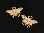 Charm albina din cubic zirconia 12.5x9mm auriu