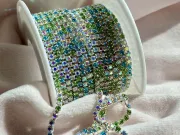 Lant cu strasuri 2mm turcoaz verde mix (0.5m)