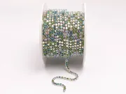 Lant cu strasuri 2mm turcoaz verde mix (0.5m)