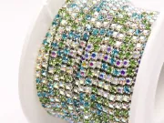 Lant cu strasuri 2mm turcoaz verde mix (0.5m)