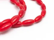 Margele sticla ovale 9x4mm rosu opac (sirag)