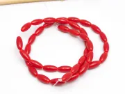 Margele sticla ovale 9x4mm rosu opac (sirag)