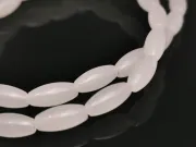 Margele sticla ovale 9x4mm alb laptos (sirag)