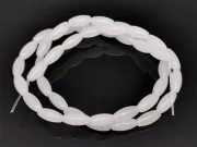 Margele sticla ovale 9x4mm alb laptos (sirag)