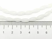 Margele sticla ovale 9x4mm alb laptos (sirag)