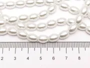 Perle de sticla ovale 8x6mm alb (sirag)