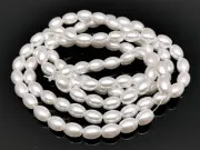 Perle de sticla ovale 8x6mm alb (sirag)