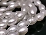 Perle de sticla ovale 8x6mm alb (sirag)