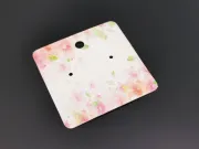 Etichete carton expunere cercei 50x50x0.4mm flori roz (10buc)