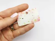 Etichete carton expunere cercei 50x30x0.4mm flori roz (10buc)