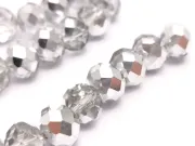 Margele cristal rondel fatetat 10x8mm transparent argintiu (sirag)