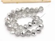 Margele cristal rondel fatetat 10x8mm transparent argintiu (sirag)