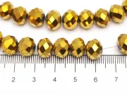 Margele cristal rondel fatetat 10x8mm auriu metalic (sirag)