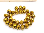 Margele cristal rondel fatetat 10x8mm auriu metalic (sirag)