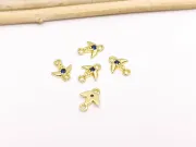 Link cubic zirconia auriu randunica 8x6.5x1.5mm albastru