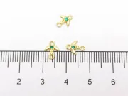 Link cubic zirconia auriu randunica 8x6.5x1.5mm verde