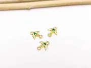 Link cubic zirconia auriu randunica 8x6.5x1.5mm verde