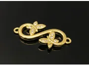Link cubic zirconia infinit cu fluturi 23x12mm auriu