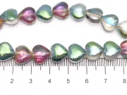 Margele sticla inima electroplacate 10mm iris roz verde (sirag)