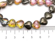 Margele sticla inima electroplacate 10mm negru roz iris (sirag)