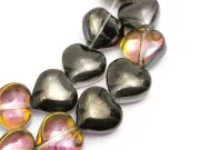 Margele sticla inima electroplacate 10mm negru roz iris (sirag)