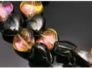Margele sticla inima electroplacate 10mm negru roz iris (sirag)
