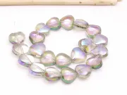 Margele sticla inima electroplacate 10mm iris gri mov (sirag)