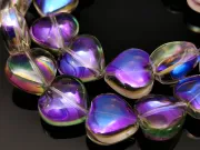 Margele sticla inima electroplacate 10mm iris gri mov (sirag)