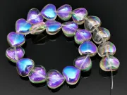 Margele sticla inima electroplacate 10mm iris gri mov (sirag)