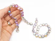 Margele sticla inima electroplacate 10mm iris gri mov (sirag)