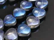 Margele sticla inima electroplacate 10mm iris gri albastru inchis (sirag)