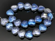 Margele sticla inima electroplacate 10mm iris gri albastru inchis (sirag)