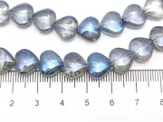 Margele sticla inima electroplacate 10mm iris gri albastru inchis (sirag)