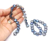 Margele sticla inima electroplacate 10mm iris gri albastru inchis (sirag)
