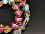 Margele sticla inima electroplacate 10mm roz lime metalic (sirag)
