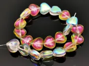 Margele sticla inima electroplacate 10mm roz lime metalic (sirag)