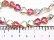 Margele sticla inima electroplacate 10mm roz lime metalic (sirag)
