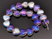 Margele sticla inima electroplacate 10mm iris gri albastru (sirag)