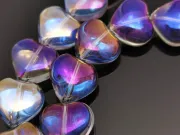 Margele sticla inima electroplacate 10mm iris gri albastru (sirag)