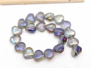 Margele sticla inima electroplacate 10mm iris gri albastru (sirag)