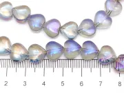 Margele sticla inima electroplacate 10mm iris gri albastru (sirag)
