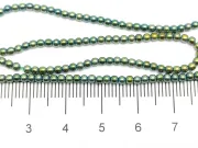 Margele sticla electroplacate 2.5mm iris verde auriu (sirag)